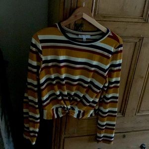 Striped Knit Twisted Top (Juniors size L)